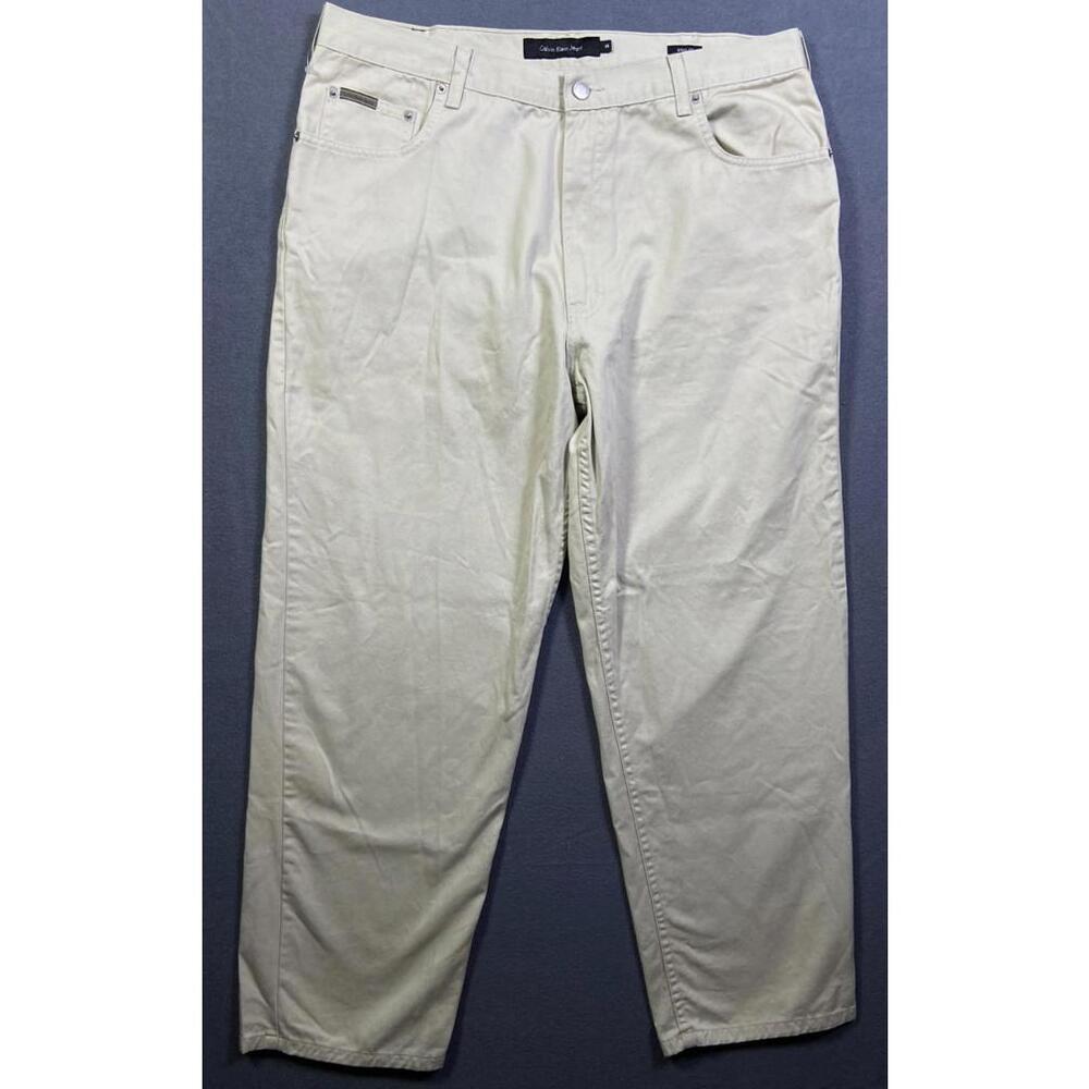 NEW VTG Deadstock Calvin Klein Jeans Men 38 38X30 Beige Tan Relaxed Fit Mid Rise